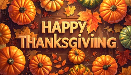 Thanksgiving pumpkins and leaves