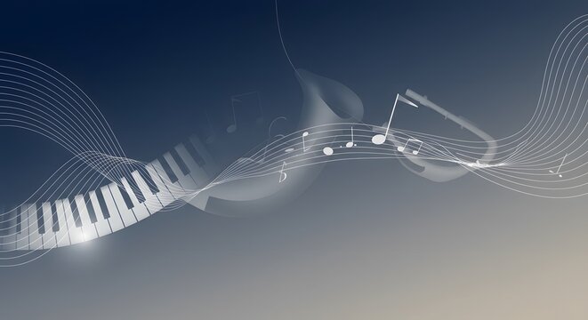 Piano keys and music notes background
