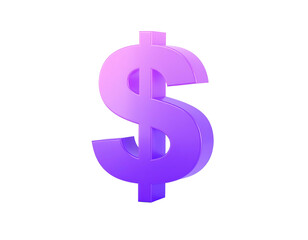 Fototapeta premium 3D dollar sign, vibrant purple-pink gradient