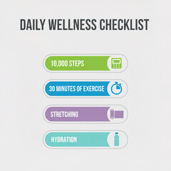 Fototapeta premium Daily Wellness Checklist - Stay Active and Hydrated