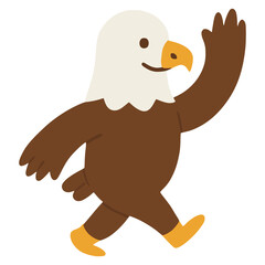 cute eagle bird standing animal hand drawn flat color vector illustration template design