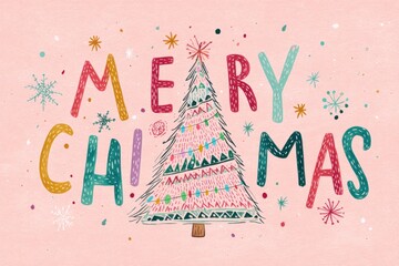 Merry christmas tree festive holiday season design