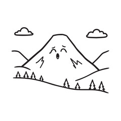 Black and White Mountain Illustration Image in Minimalist Line Art Style, Clean and Elegant Design