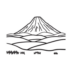 Black and White Mountain Illustration Image in Minimalist Line Art Style, Clean and Elegant Design