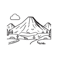 Black and White Mountain Illustration Image in Minimalist Line Art Style, Clean and Elegant Design