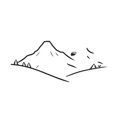 Black and White Mountain Illustration Image in Minimalist Line Art Style, Clean and Elegant Design