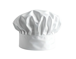 A pristine white chef's hat, smoothly folded and gathered at the crown, with a flat, even base