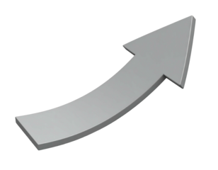 Light gray 3D curved upward arrow