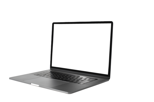 Laptop or notebook with blank screen isolated with clipping path on white background. png