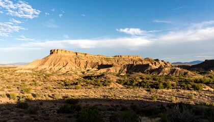 Fototapeta premium Desert landscape, mesas and foothills at sunset