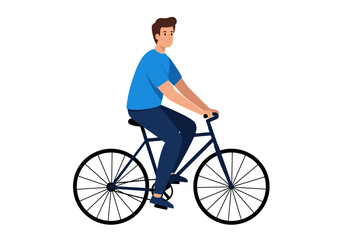 Obraz premium Cartoon illustration of a man riding a bicycle.