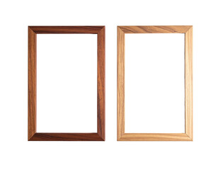Two identical wooden picture frames against a black background.  Each frame has a light brown,  wood-grain pattern