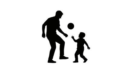 Happy Vector Silhouette of a Parent and Young Child Engaged in a Playful Ball Game
