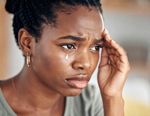 Obraz premium Sad Woman Feeling Overwhelmed.