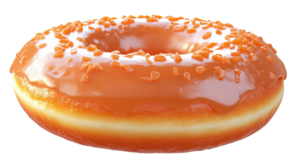 Orange Glazed Donut with Sprinkles isolated on a transparent background