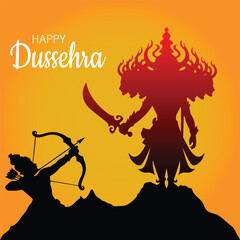Happy Dussehra with lord Rama killing Ravana concept