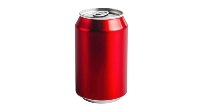 Red Aluminum Drink Can isolated on a transparent background 