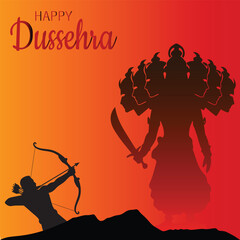 Happy Dussehra with lord Rama killing Ravana concept