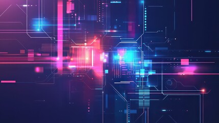 Futuristic technology background with glowing lines and shapes creating a digital cyberspace world