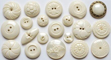 Obraz premium Assortment of vintage white buttons