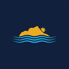 Tropical Island Sunset Logo Design Inspiration