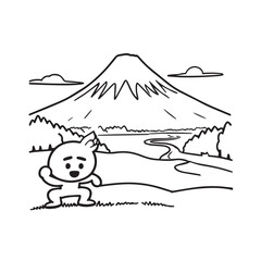 Black and White Mountain Illustration Image in Minimalist Line Art Style, Clean and Elegant Design