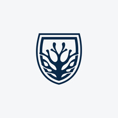 Minimalist Shield Nature Logo Design Inspiration