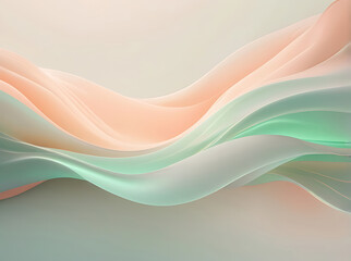 Obraz premium Minimal Modern Pastel Peach and Green Glowing Light Flow Background, AI