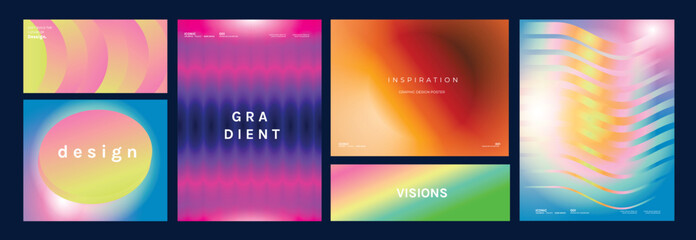 Obraz na płótnie Canvas Modern futuristic gradient background vector set.Cover template with vibrant geometric in different shape. Ideal design for social media, cover, banner, wallpaper, promotion, ads.