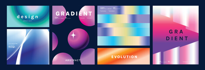 Fototapeta na wymiar Modern futuristic gradient background vector set.Cover template with vibrant geometric in different shape. Ideal design for social media, cover, banner, wallpaper, promotion, ads.