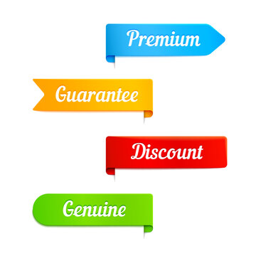 Vector ribbons banners with slogans guarantee,
