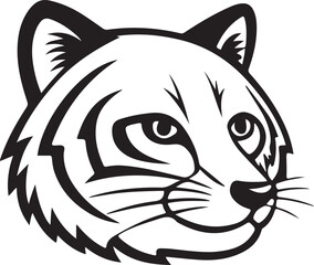 Obraz premium Black And White Line Art Tiger Face big cat animal