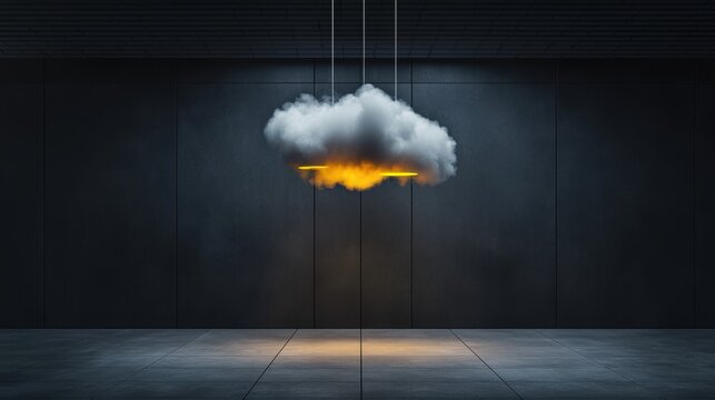 Cloud above a lamp lit alley, casting atmospheric shadows along the walkway.
