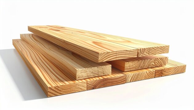 A staggered stack of smooth wooden planks with visible grain patterns rests on a flat surface, symbolizing carpentry materials, construction readiness, and natural texture in woodworking.