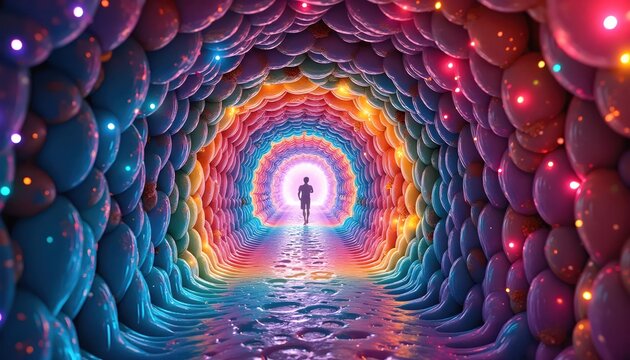 Rainbow Kaleidoscope Tunnel Pulling the Mind Into Colors