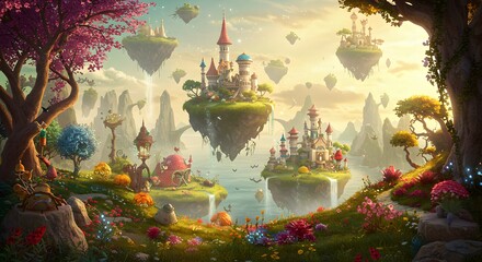 Fototapeta premium Floating fantasy cityscape
