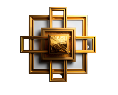 creative diagonal overlapping golden rectangles with geometric spacing on four corners illustration designed for digital projects. Isolated to transparent background