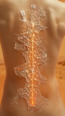 Obraz premium Exploring the Evolution of Wearable Health Tech with Innovative Adhesive Skin Monitor on Unique Back Landscape