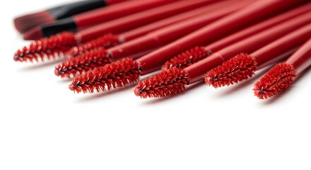 Red makeup brushes
