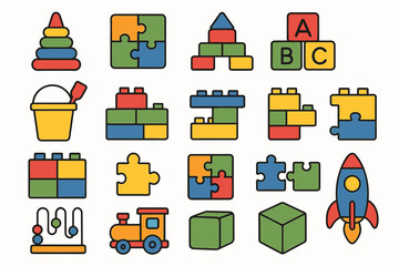 Colorful children's toys - stacking, puzzle, and building blocks for creative play