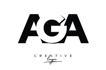 AGA Creative Minimalistic Negative Space Latter Logo with Modern Monogram for Branding and Business Letter mark Logo with Initial Letters Logo Design for Branding.	