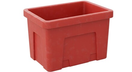 Red plastic storage container