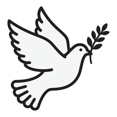 A white dove carrying a green olive branch in its beak, symbolizing peace and harmony