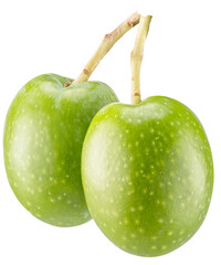 Green olive isolated on white background. Clipping path.