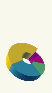 animation, loop, pie chart, infographic, diagram, chart, data, statistics, finance, business, economy, presentation, graphic, segments, growth, decrease, rise, fall, motion, seamless, design.