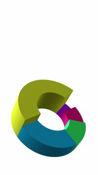 animation, loop, pie chart, infographic, diagram, chart, data, statistics, finance, business, economy, presentation, graphic, segments, growth, decrease, rise, fall, motion, seamless, design.
