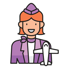 Stewardess with a toy airplane