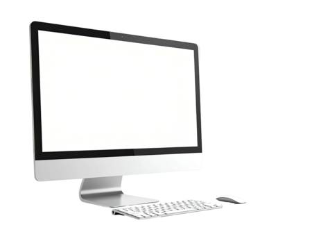 Modern computer monitor, keyboard, and mouse