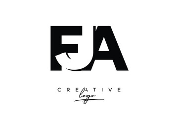 FJA Creative Minimalistic Negative Space Latter Logo with Modern Monogram for Branding and Business Letter mark Logo with Initial Letters Logo Design for Branding.	