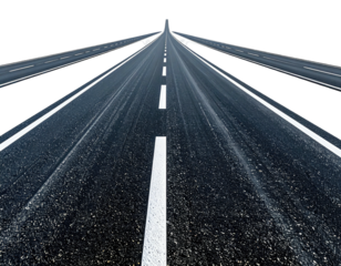 Asphalt highway stretches into a distant, dark horizon